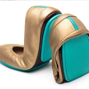 Tieks Metallic Gold Leather Flats Size 10